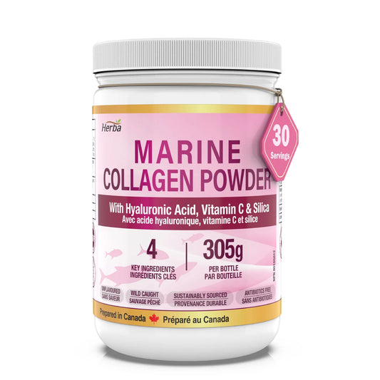 Marine Collagen Powder with Hyaluronic Acid, Silica, and Vitamin C – 305g | Made in Canada