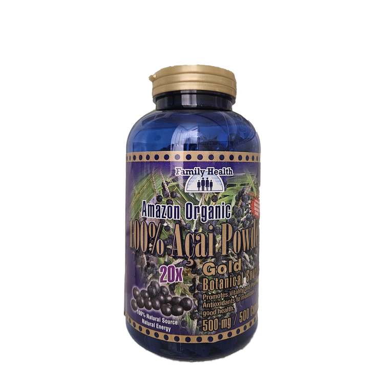 Amazon Organic 100% Acai Berry / 500mg, 500 capsules