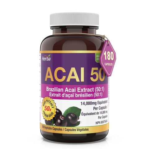 Acai Berry Capsules – 180 Vegetable Capsules | 14,000mg Equivalent - 50:1 Extract