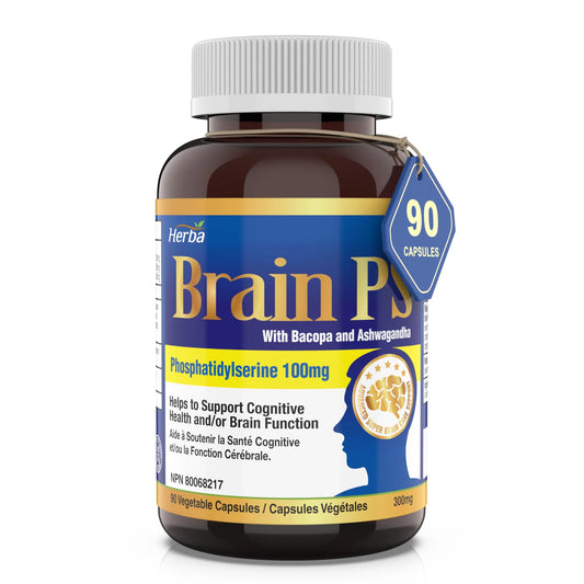 Herba Brain PS - 90 캡슐 | 포스파티딜세린, 바코파 몬니에리, 아슈와간다가 함유된 뇌 보충제