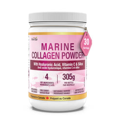 Marine Collagen Powder with Hyaluronic Acid, Silica, and Vitamin C – 305g | Made in Canada