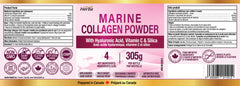 Marine Collagen Powder with Hyaluronic Acid, Silica, and Vitamin C – 305g | Made in Canada