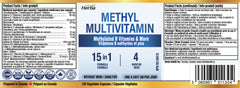Methylated Multivitamin with TMG & Full Methylated B Complex - 120 Capsules | 15 in 1 Formula | Made in Canada