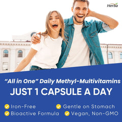 Methylated Multivitamin with TMG & Full Methylated B Complex - 120 Capsules | 15 in 1 Formula | Made in Canada