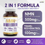 NMN Supplement + Resveratrol - 600mg | Made in Canada | 30 Vegetable Capsules