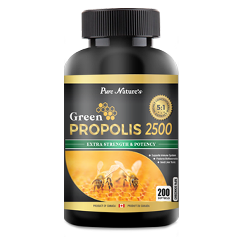 Pure Nature's Green Propolis 2500 / 500mg, 200 Softgels