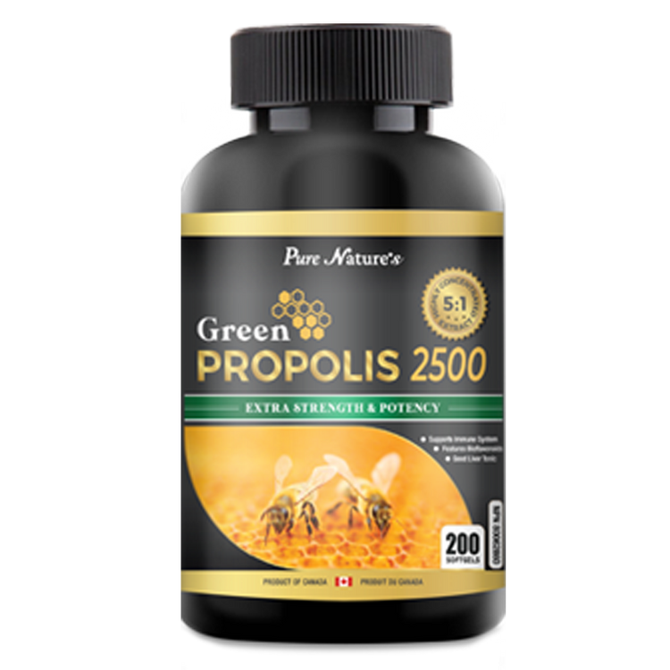 Pure Nature's Green Propolis 2500 / 500mg, 200 Softgels